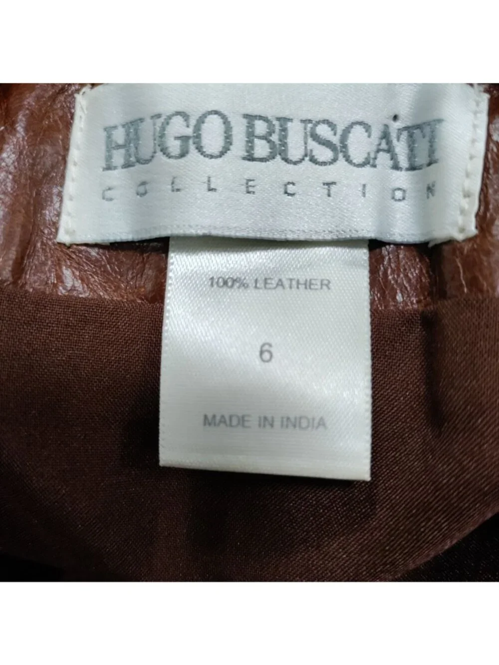 Hugo Buscati 100% Leather Antique 70s Style Brown A-Line Wrap Mini Skirt Size 6 - Picture 3 of 16